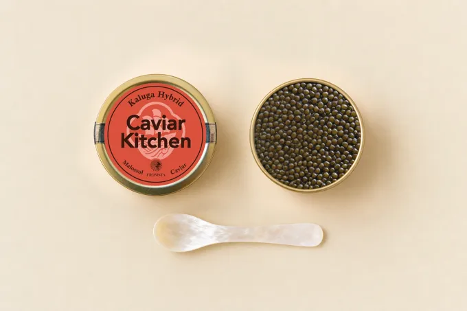 Kaluga Hybrid caviar tin and roe
