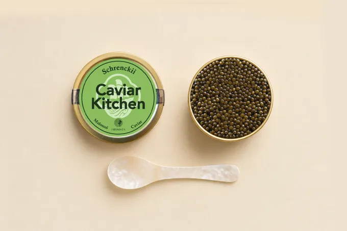 Schrenckii caviar tin and roe